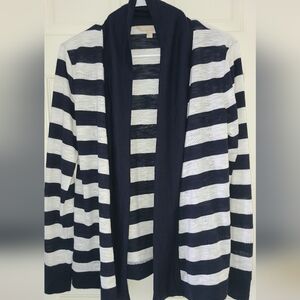 Banana Republic Navy and White Striped Lightweight Cardigan